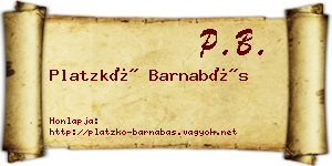 Platzkó Barnabás névjegykártya